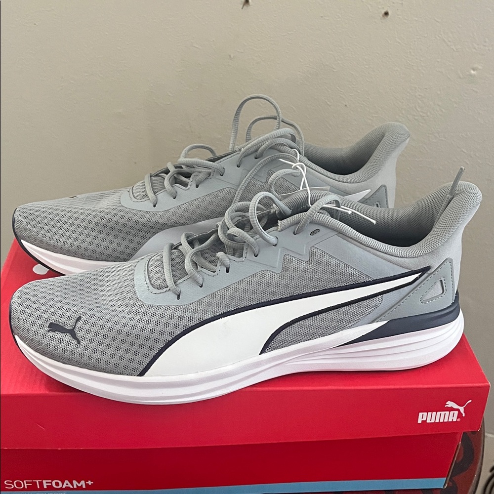 Puma Light Gray and White Athletic Shoes